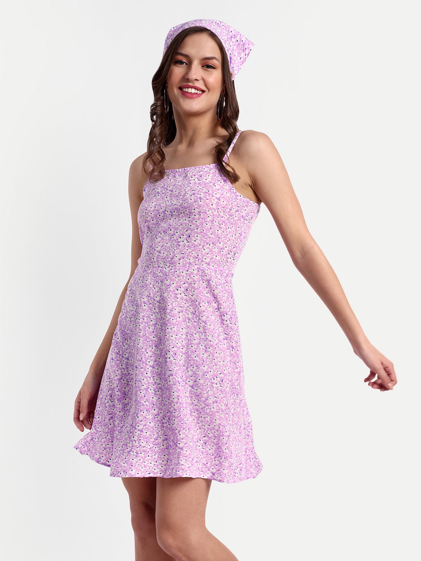 Essque Lavender Floral Print A-Line Slip Dress