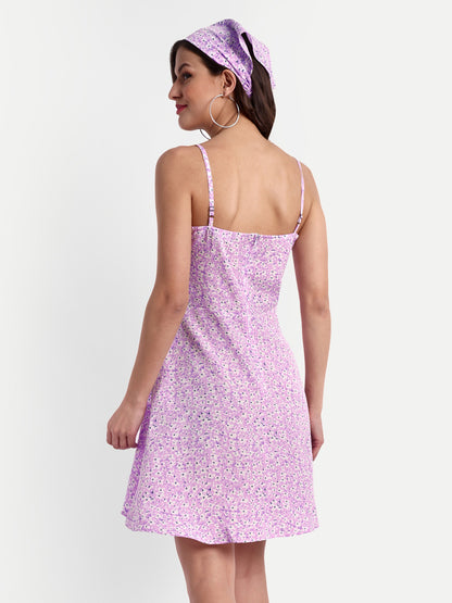 Essque Lavender Floral Print A-Line Slip Dress