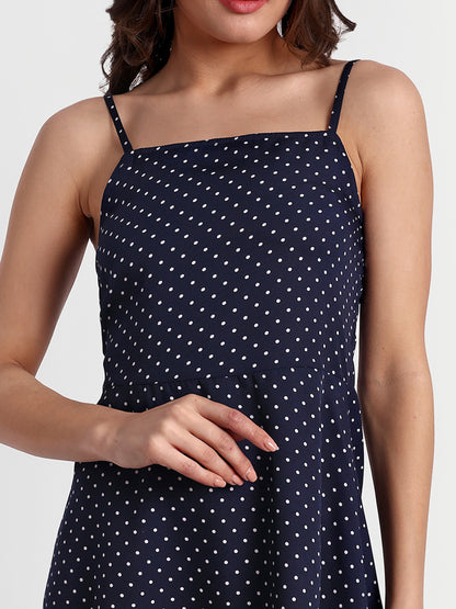 Essque Blue Polka Dot A-Line Slip Dress