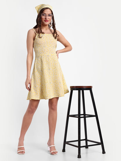 Essque Yellow Floral Print A-Line Slip Dress