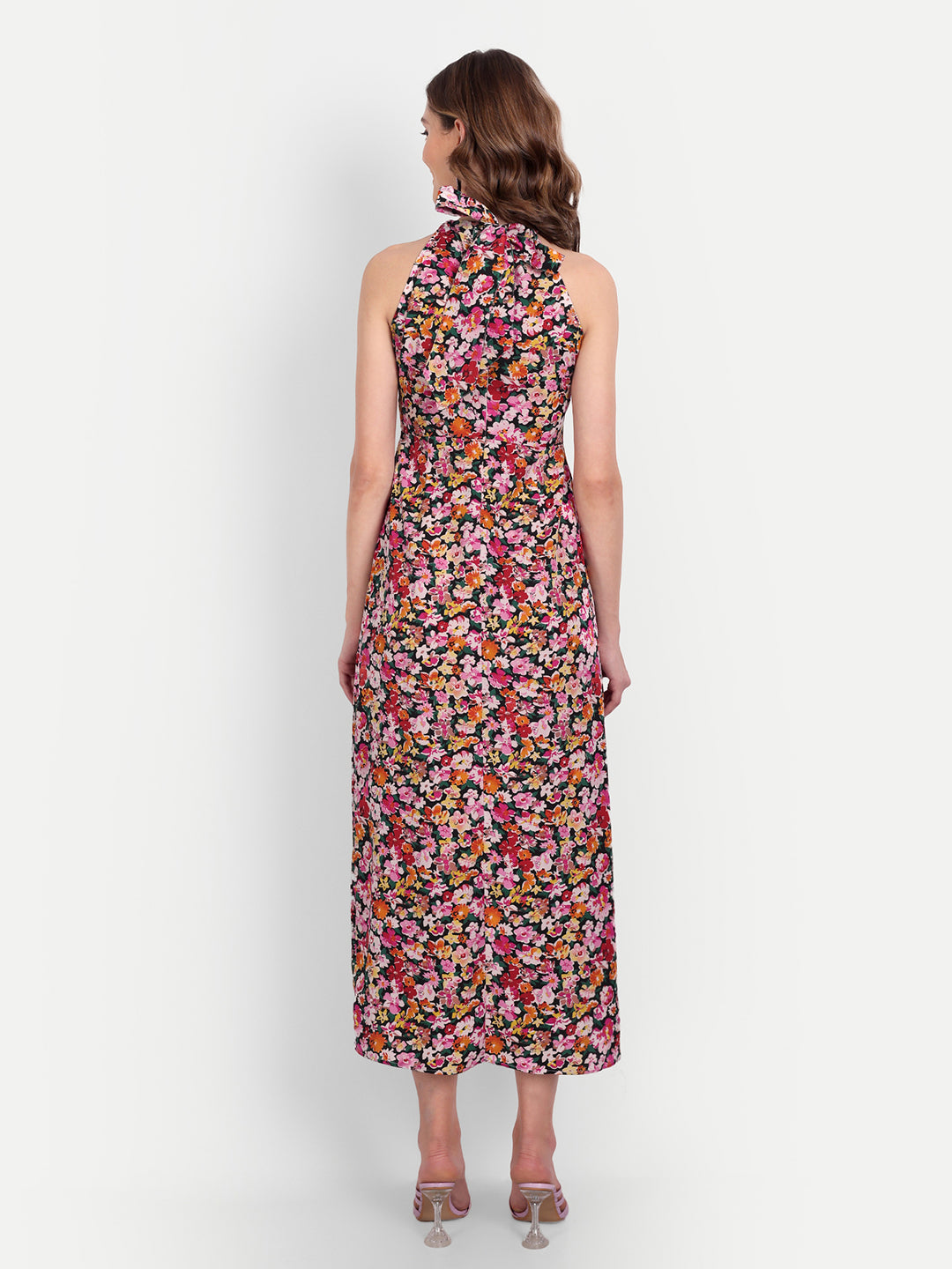 Essque Multi Floral Print Halter Neck Tie-Up Dress - Essque Attire With Attitude