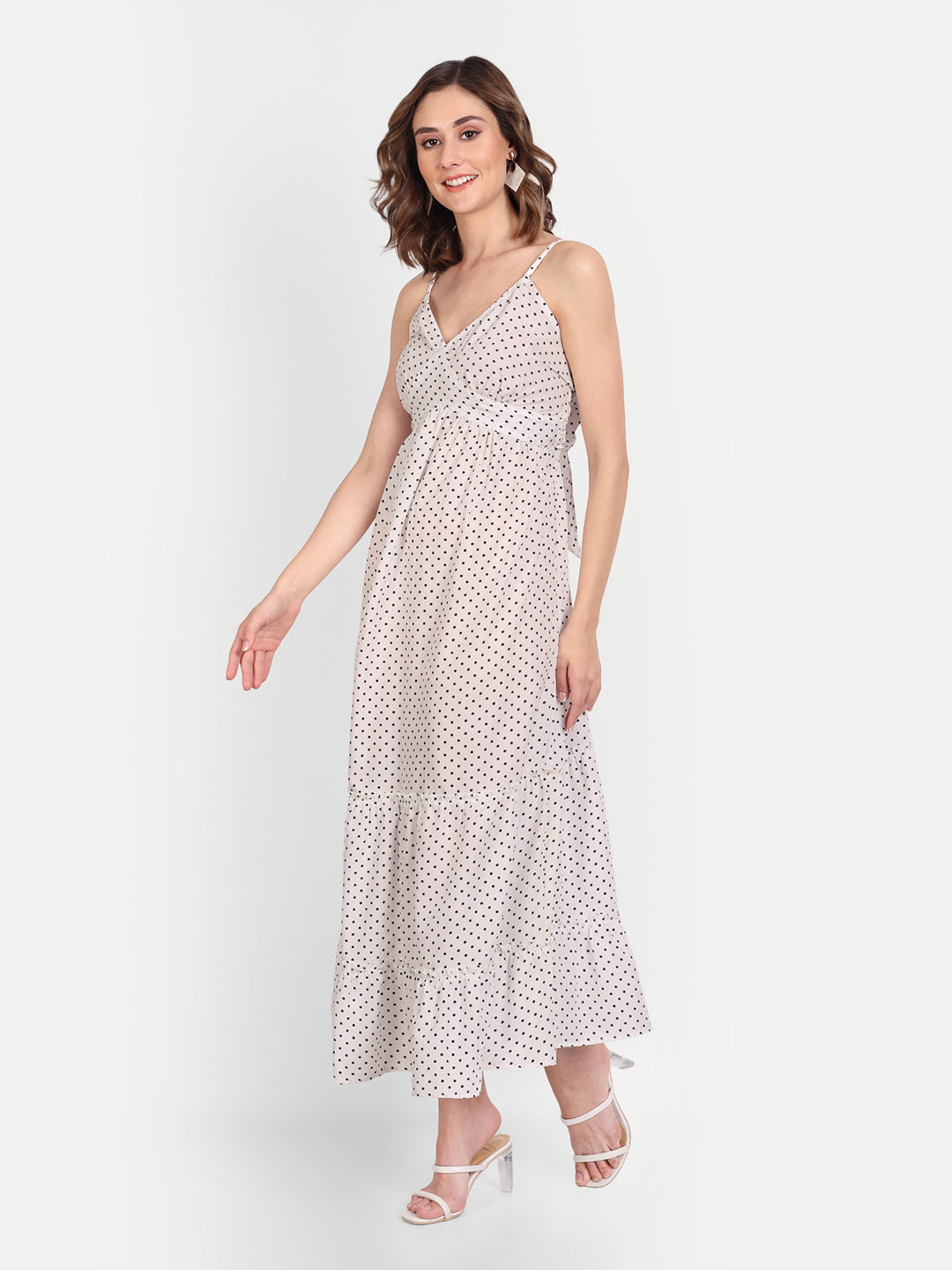 Essque Women White Polka Dot Maxi Dress - Essque Attire With Attitude