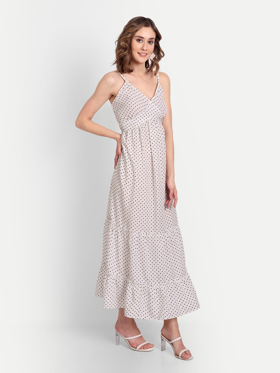 Essque Women White Polka Dot Maxi Dress - Essque Attire With Attitude