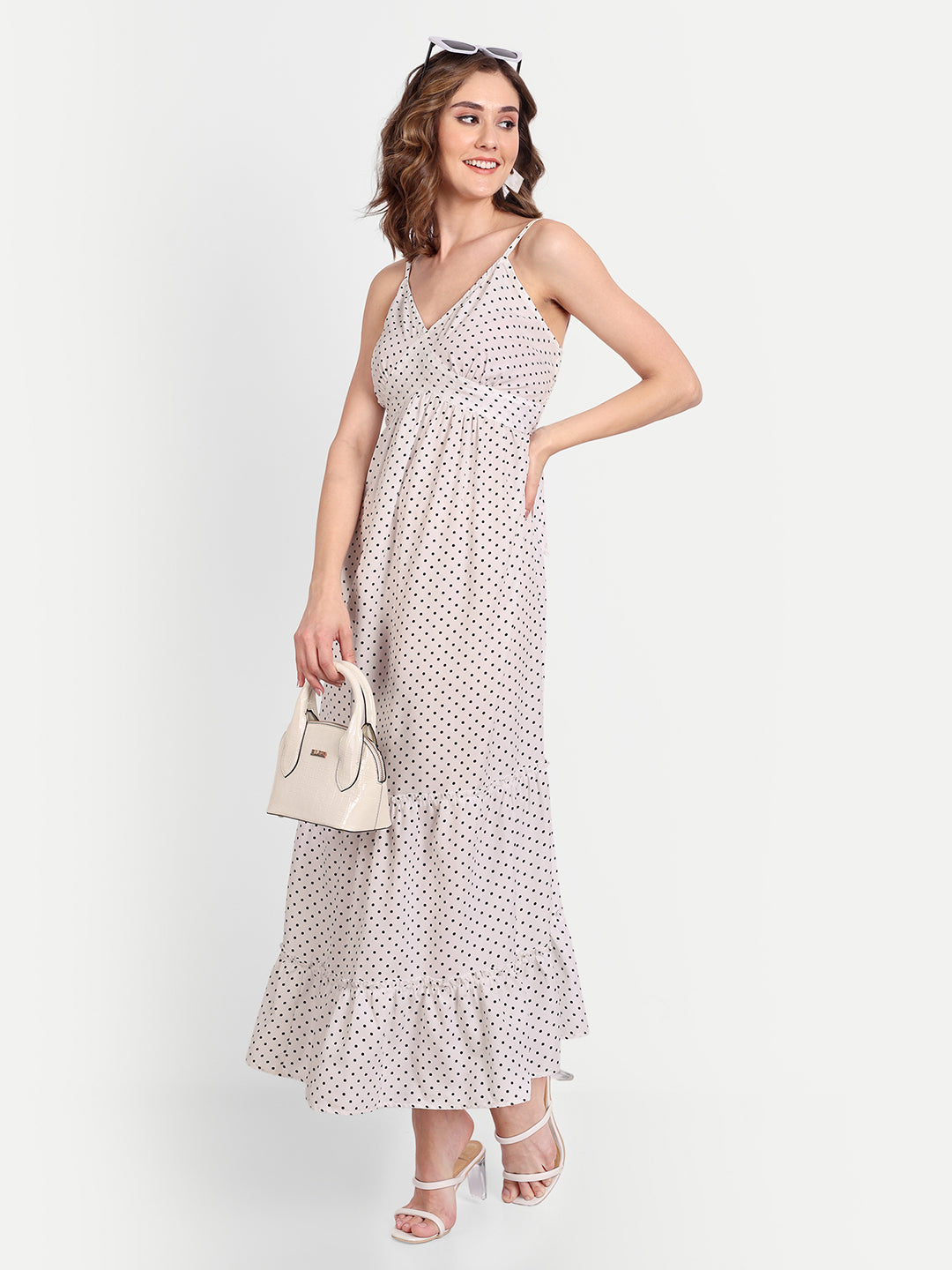 Essque Women White Polka Dot Maxi Dress - Essque Attire With Attitude