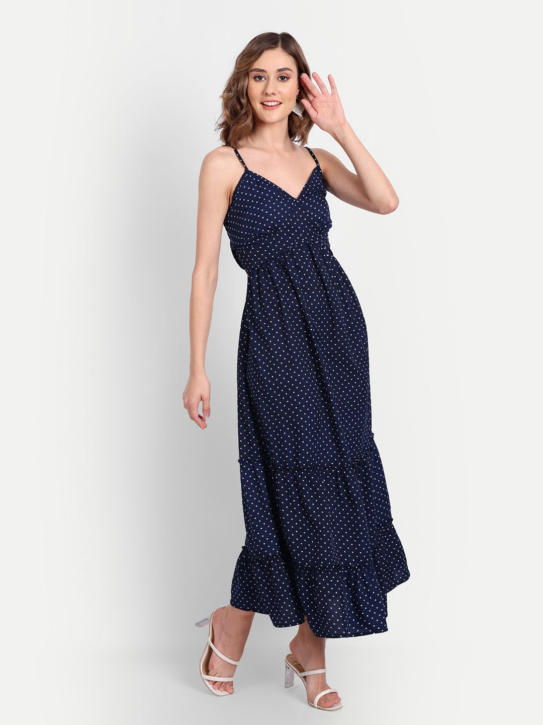 Essque Women Blue Polka Dot Maxi Dress - Essque Attire With Attitude