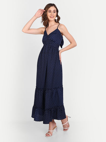 Essque Women Blue Polka Dot Maxi Dress - Essque Attire With Attitude