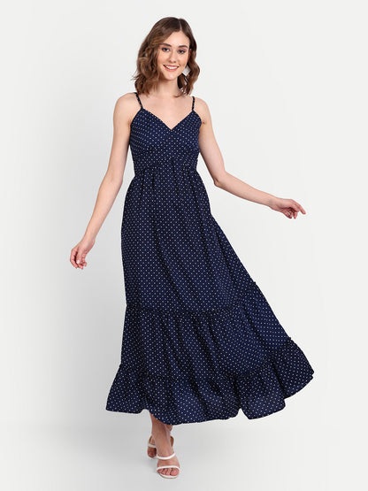 Essque Women Blue Polka Dot Maxi Dress - Essque Attire With Attitude