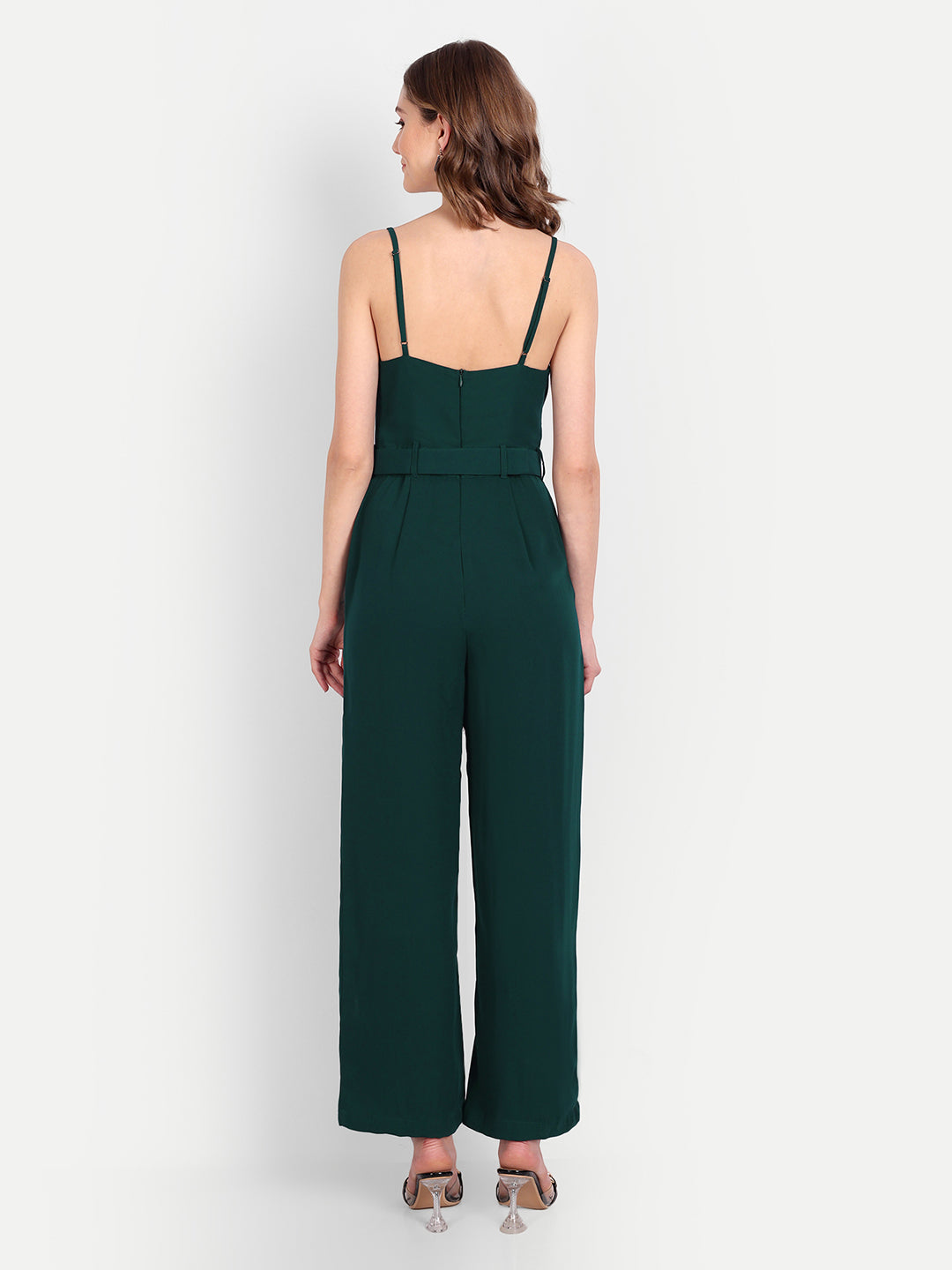 Essque Green Solid Women Cowl Neck Jumpsuit - Essque Attire With Attitude