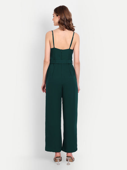 Essque Green Solid Women Cowl Neck Jumpsuit - Essque Attire With Attitude