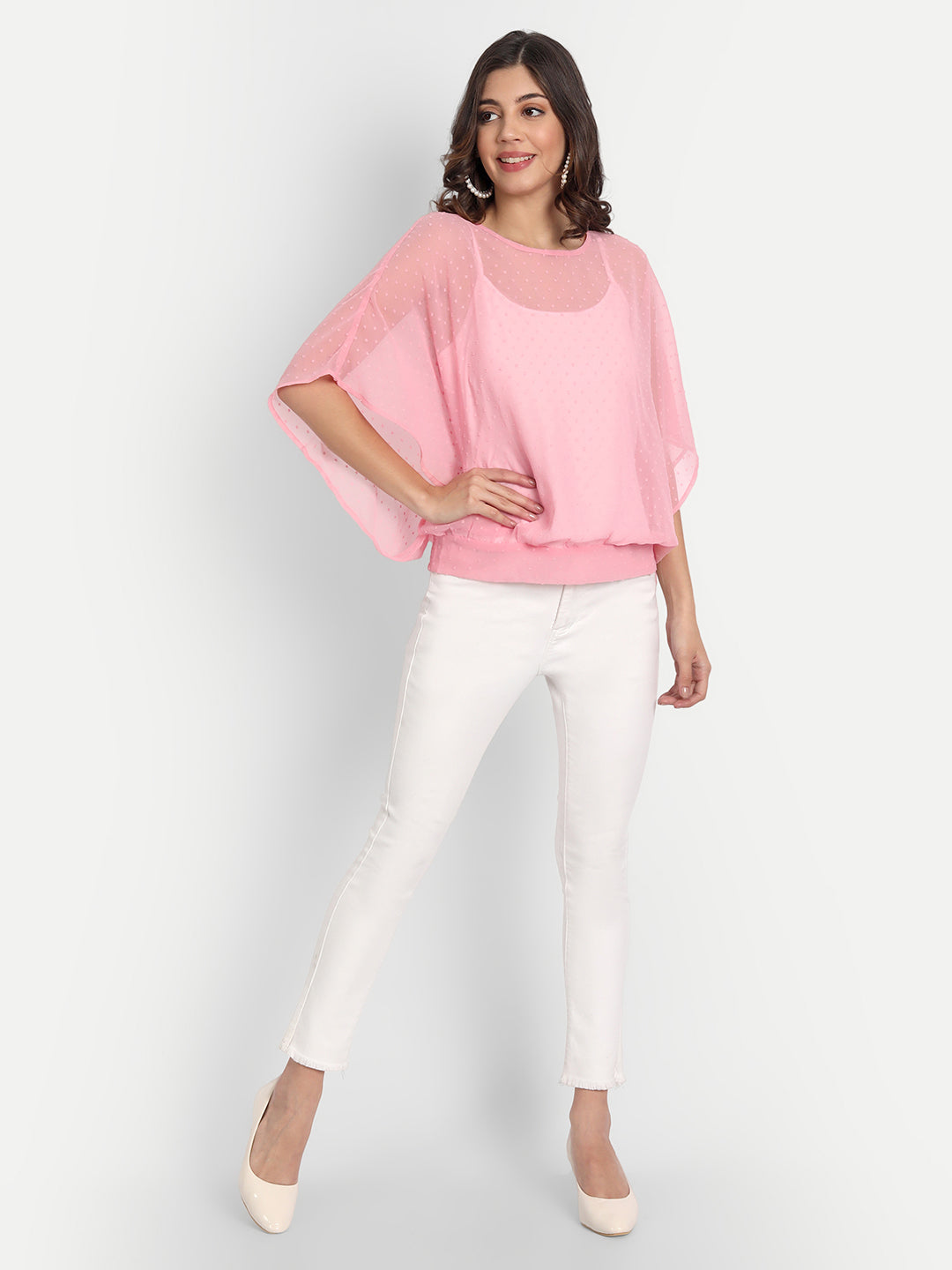 Essque Pink Swiss Dot Kaftan Top - Essque Attire With Attitude