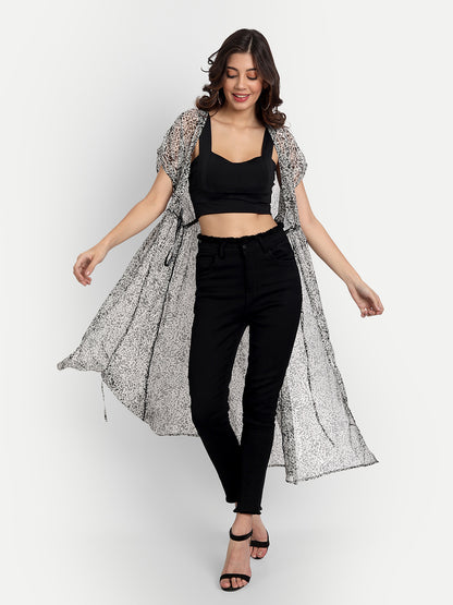 Essque Silver Lurex Animal Print Flared Shrug - Essque Attire With Attitude