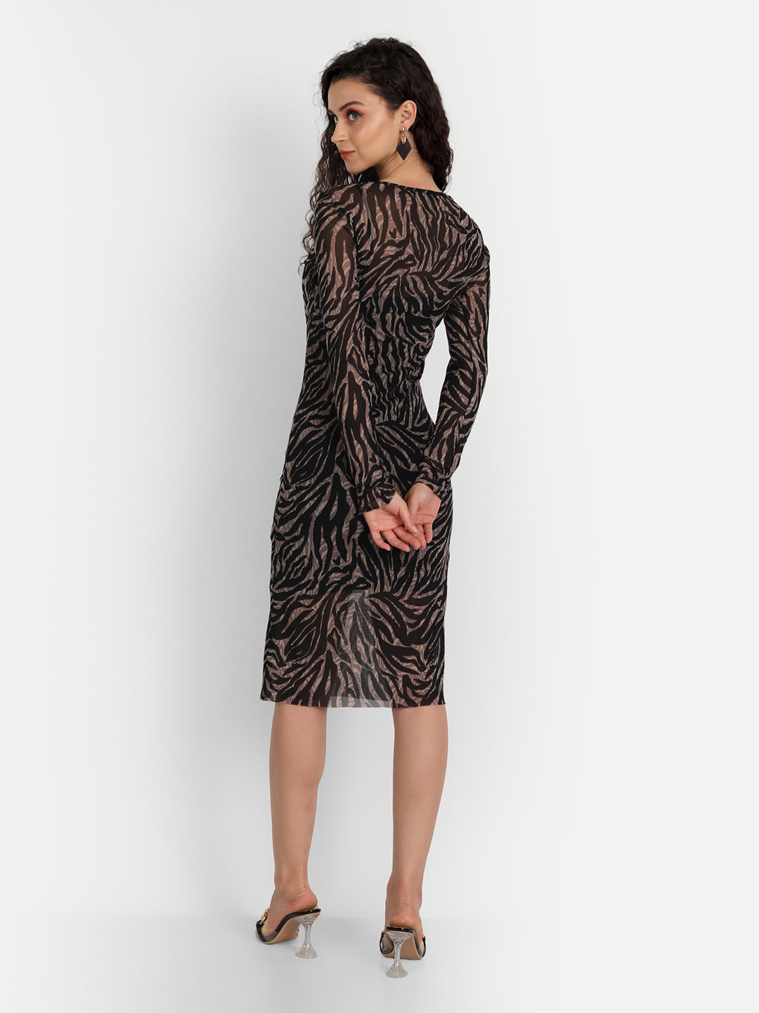 Essque Abstract Animal Print Mesh Bodycon Dress - Essque Attire With Attitude