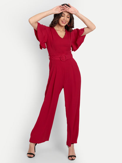 Essque Red Frill Sleeve Jumpsuit - Essque Attire With Attitude