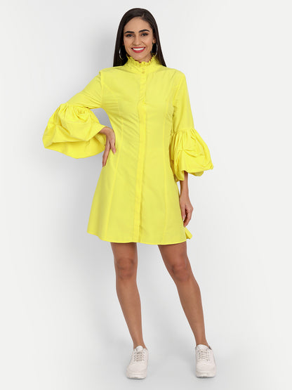 Essque Women Royal Yellow A-Line Mini Dress - Essque Attire With Attitude