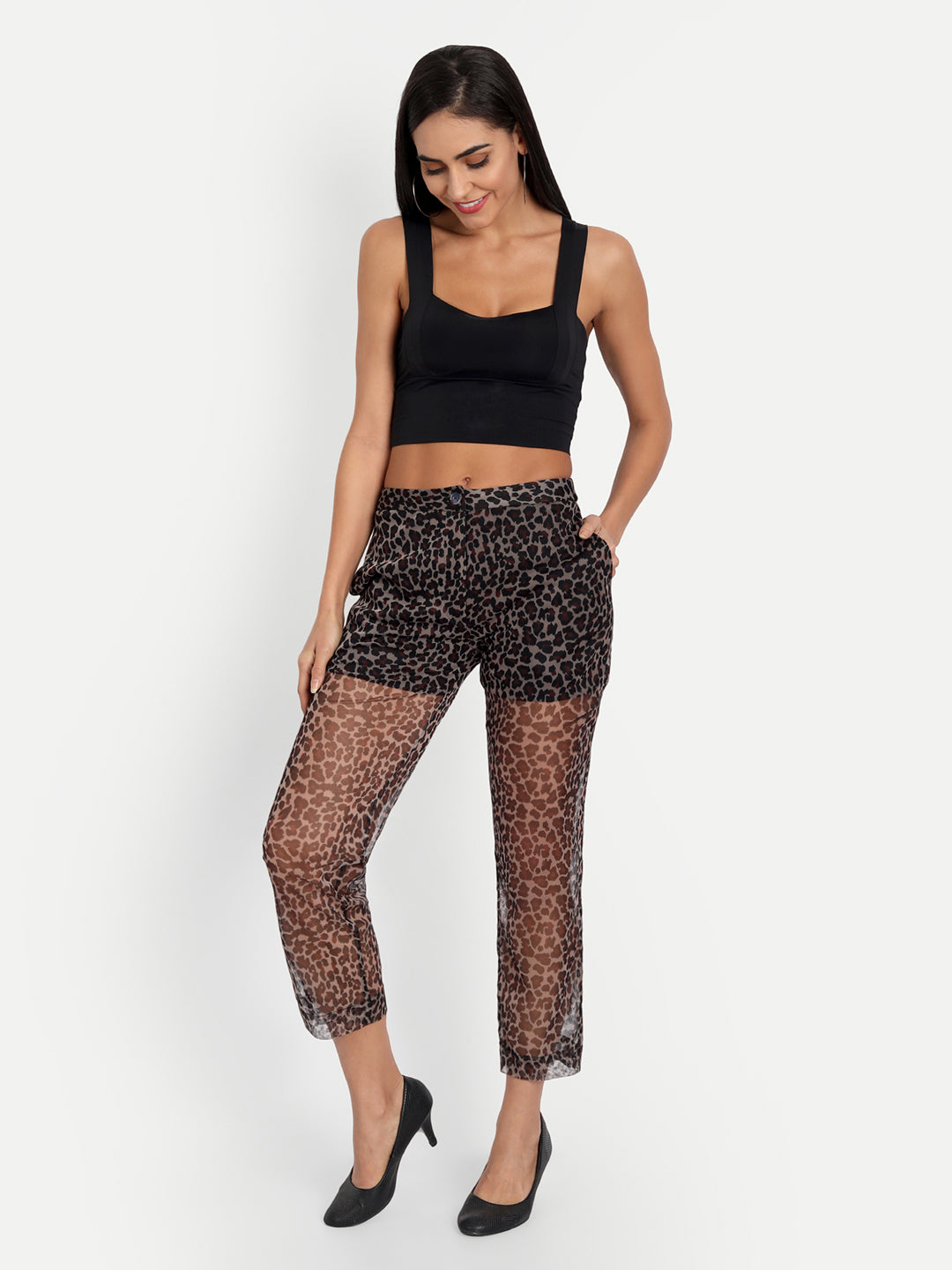 Essque Brown Leopard Print Regular Fit Trousers - Essque Attire With Attitude