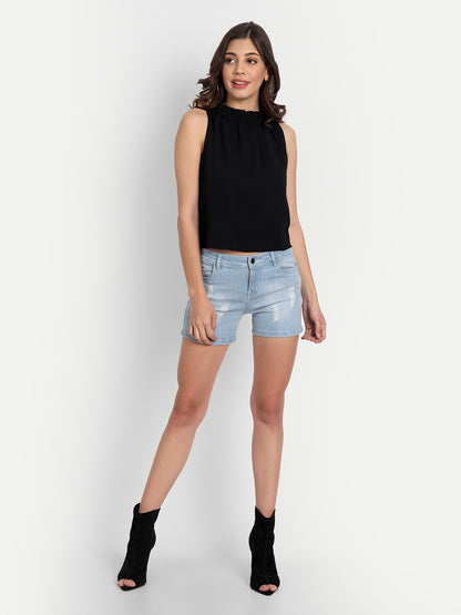 Essque Black High Neck Sleeveless Top - Essque Attire With Attitude