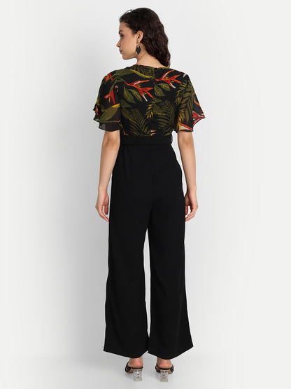 Essque Green Leaf Print Frill Sleeve Jumpsuit - Essque Attire With Attitude