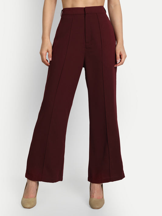 Essque Maroon Women Front Pintucks Trouser - Essque Attire With Attitude