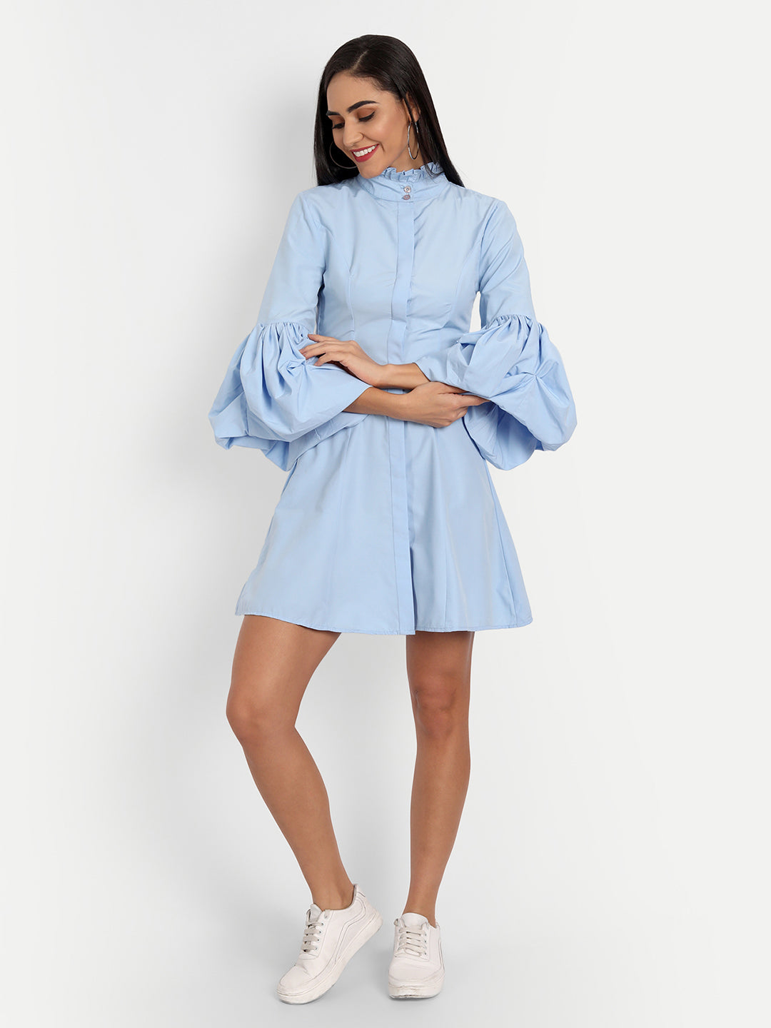 Essque Women Light Blue A-Line Mini Dress - Essque Attire With Attitude