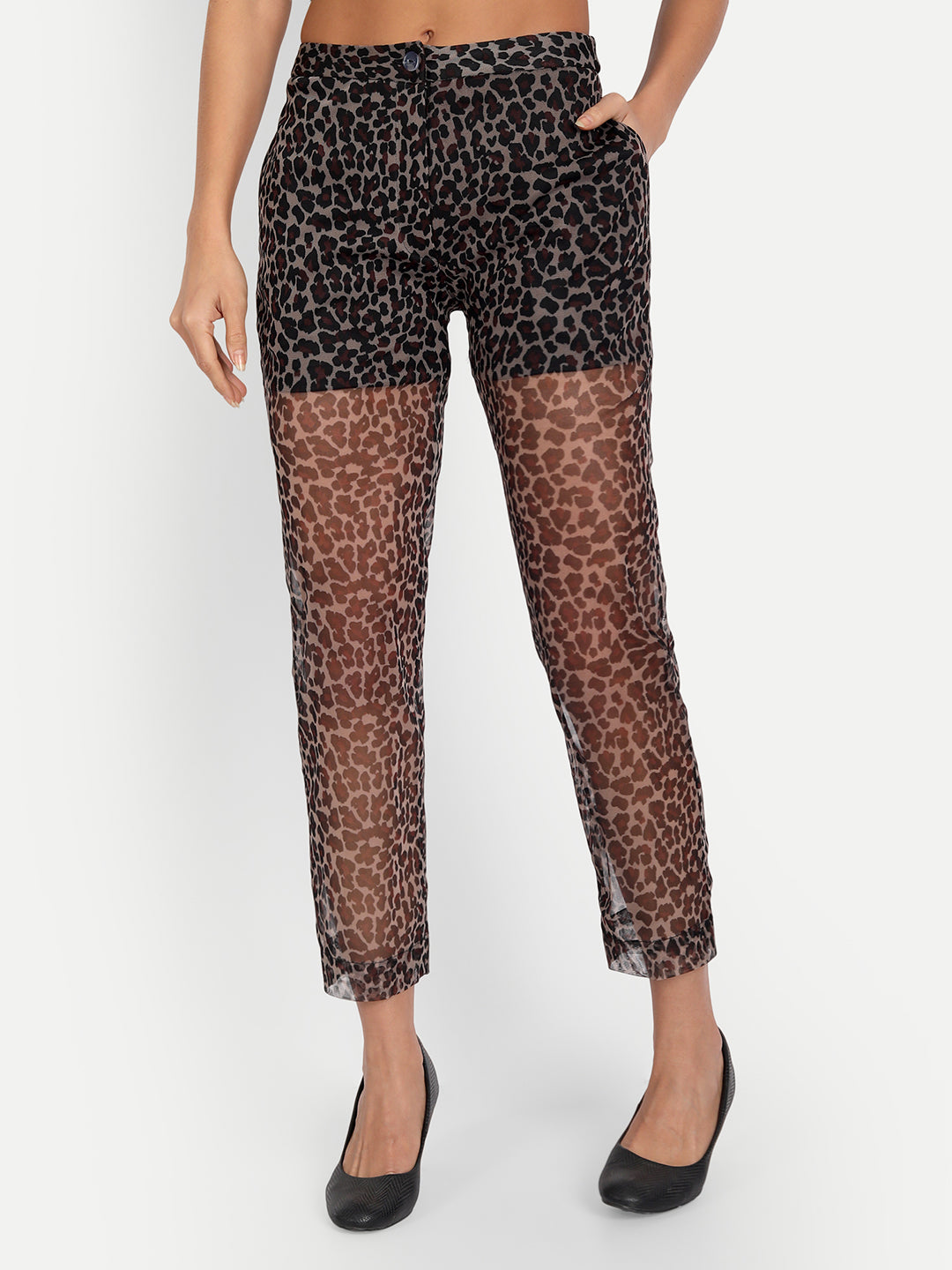 Essque Brown Leopard Print Regular Fit Trousers - Essque Attire With Attitude