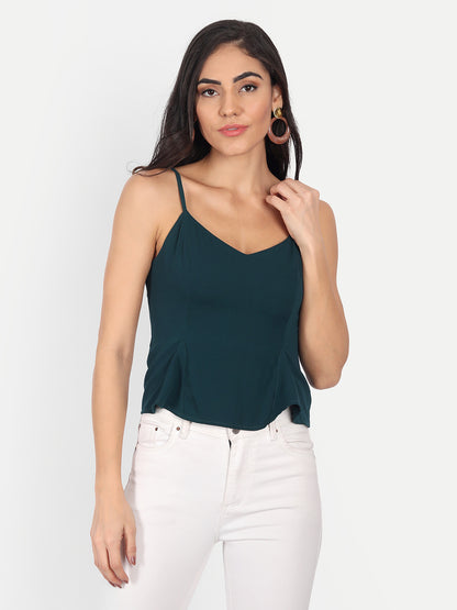 Essque Women Green Solid Peplum Top - Essque Attire With Attitude