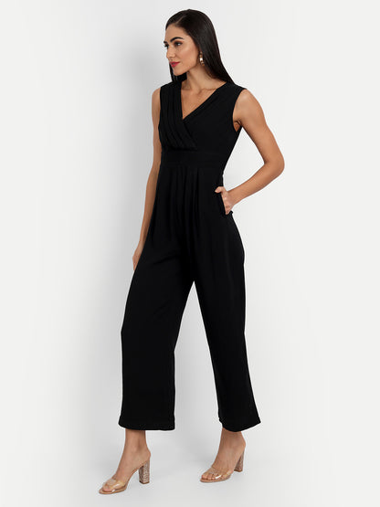 Essque Black Solid Front Detailed Jumpsuit - Essque Attire With Attitude