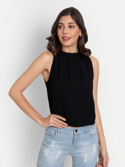 Essque Black High Neck Sleeveless Top - Essque Attire With Attitude