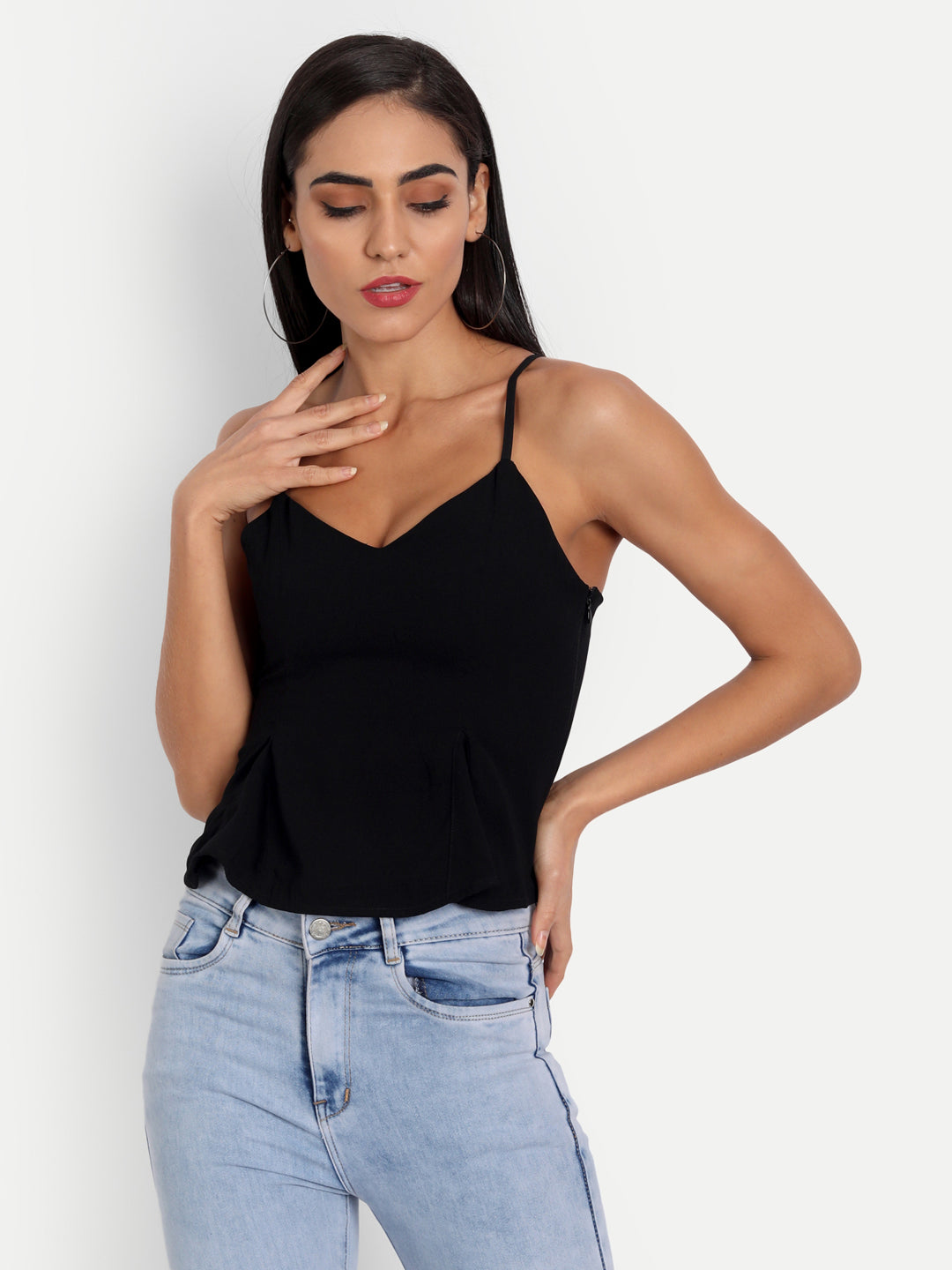 Essque Women Black Solid Peplum Top - Essque Attire With Attitude