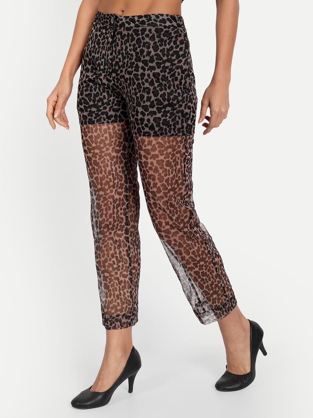 Essque Brown Leopard Print Regular Fit Trousers - Essque Attire With Attitude