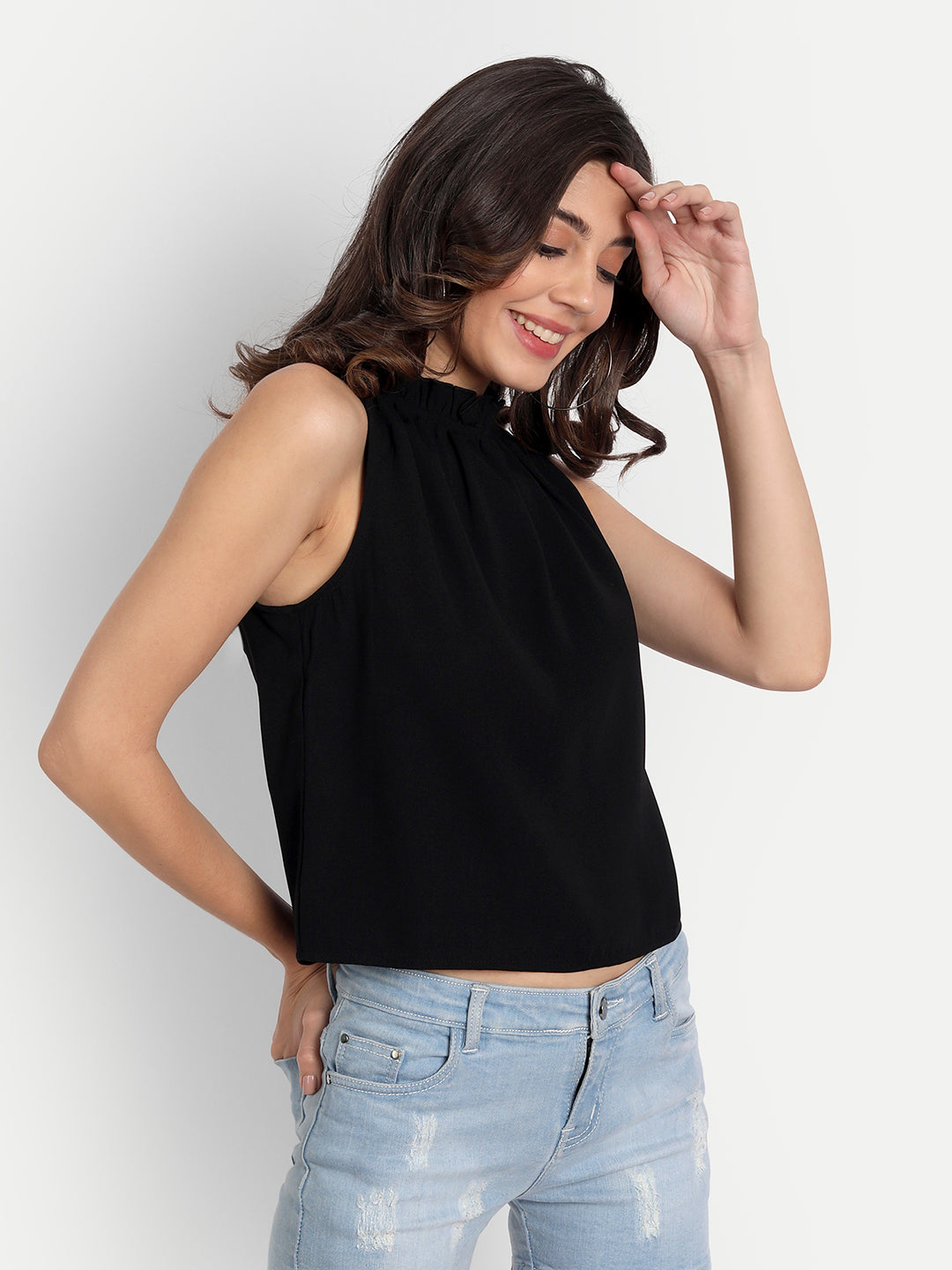 Essque Black High Neck Sleeveless Top - Essque Attire With Attitude