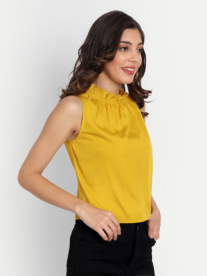 Essque Mustard High Neck Sleeveless Top - Essque Attire With Attitude