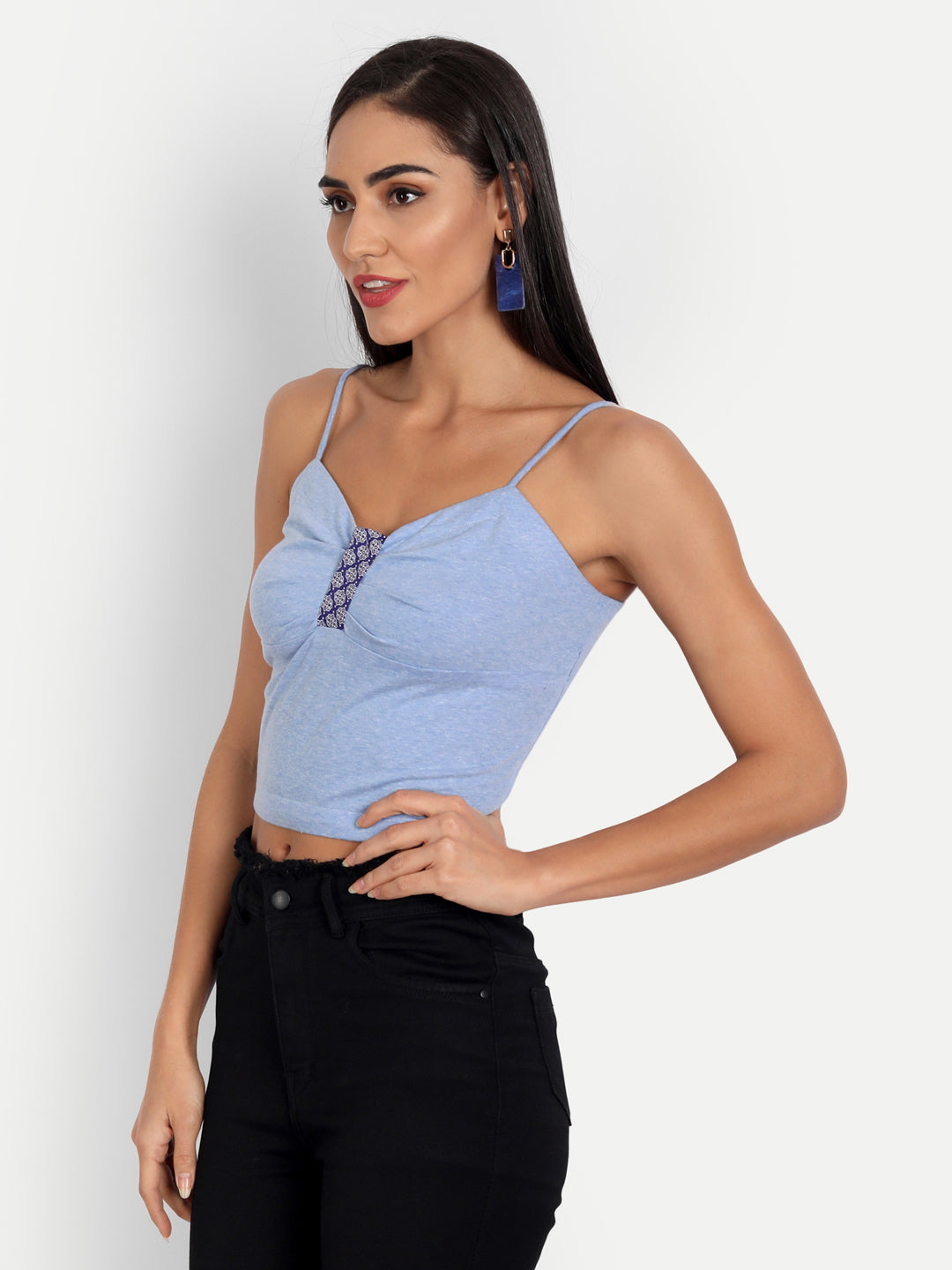 Essque Blue Front Detailing Crop Top - Essque Attire With Attitude