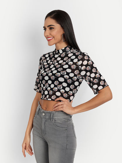 Essque Women Elephant Printed mesh Short sleeve Top - Essque Attire With Attitude