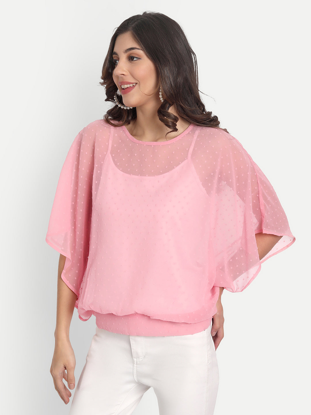 Essque Pink Swiss Dot Kaftan Top - Essque Attire With Attitude