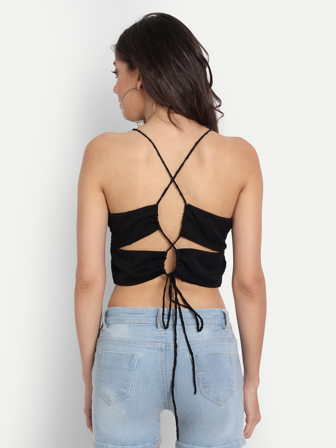 Essque Black Swiss Dot V-Neck Bralette - Essque Attire With Attitude