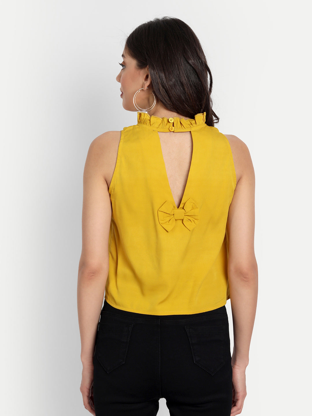 Essque Mustard High Neck Sleeveless Top - Essque Attire With Attitude