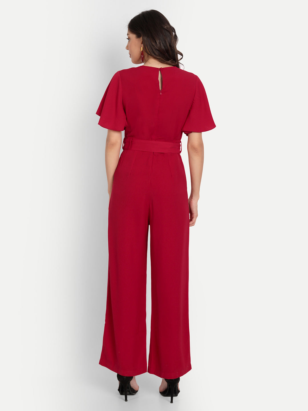 Essque Red Frill Sleeve Jumpsuit - Essque Attire With Attitude