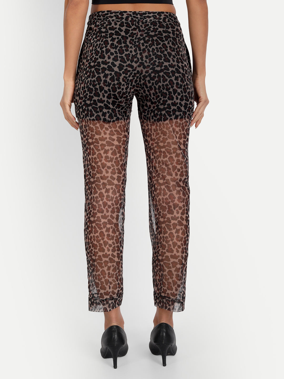 Essque Brown Leopard Print Regular Fit Trousers - Essque Attire With Attitude