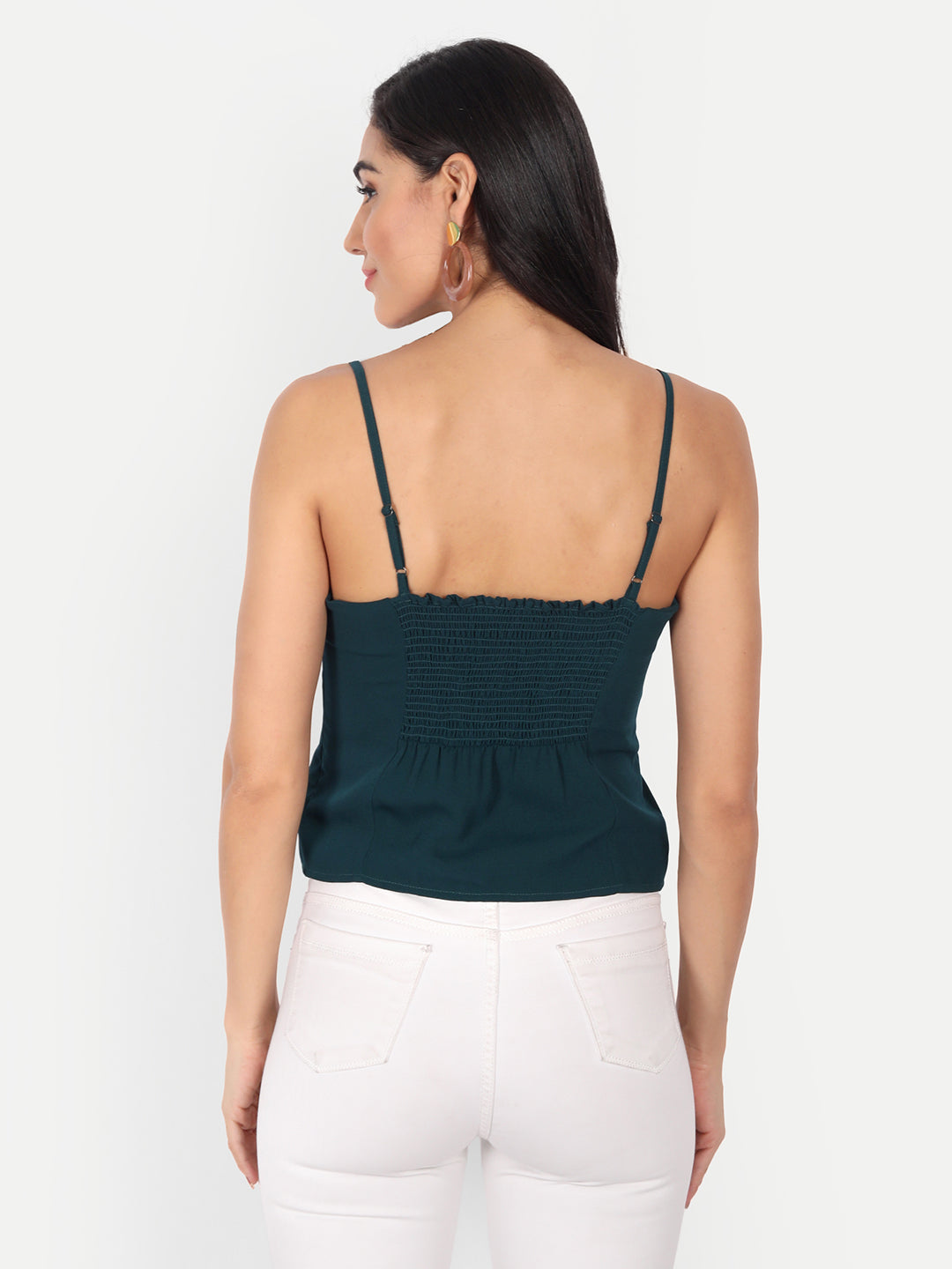 Essque Women Green Solid Peplum Top - Essque Attire With Attitude