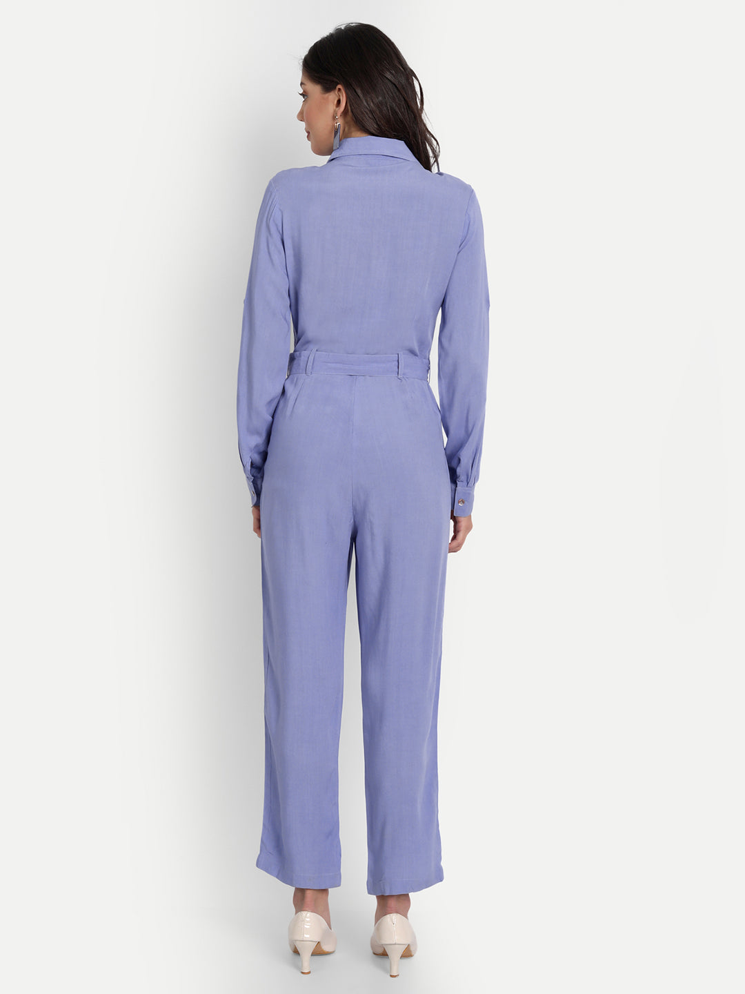 Essque Blue Shirt Style Button Jumpsuit - Essque Attire With Attitude