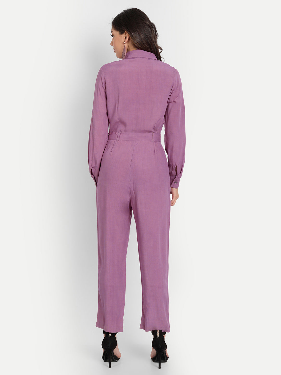 Essque Lavender Shirt Style Button Jumpsuit - Essque Attire With Attitude