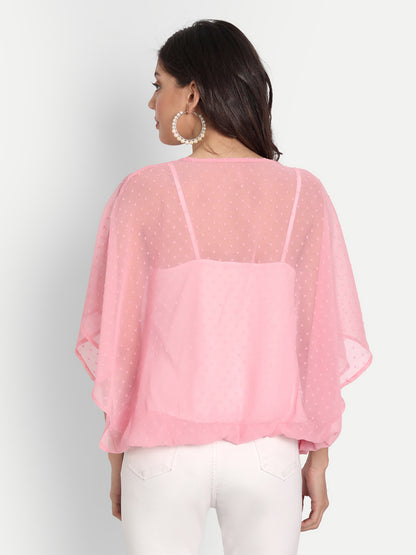 Essque Pink Swiss Dot Kaftan Top - Essque Attire With Attitude