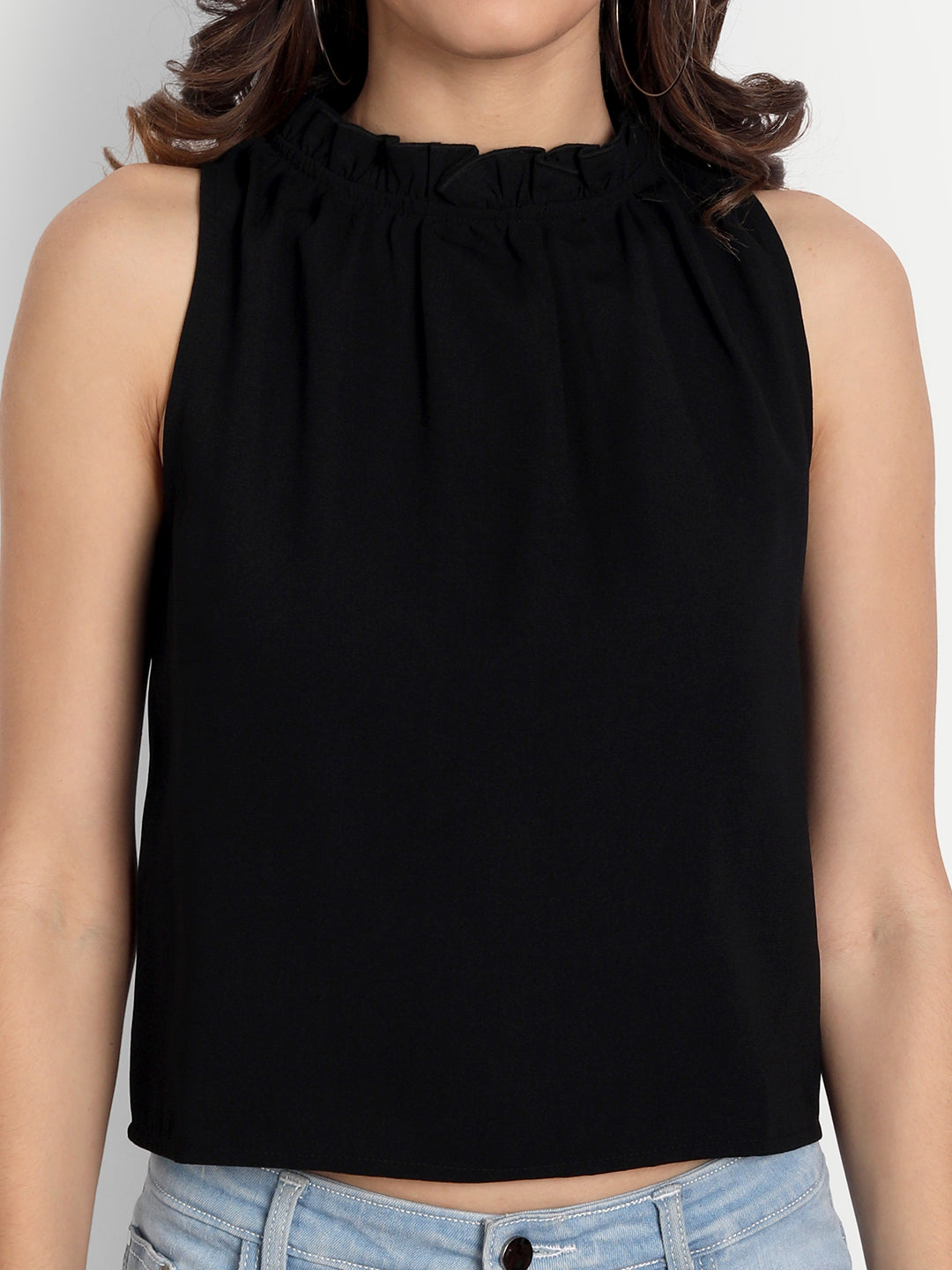 Essque Black High Neck Sleeveless Top - Essque Attire With Attitude