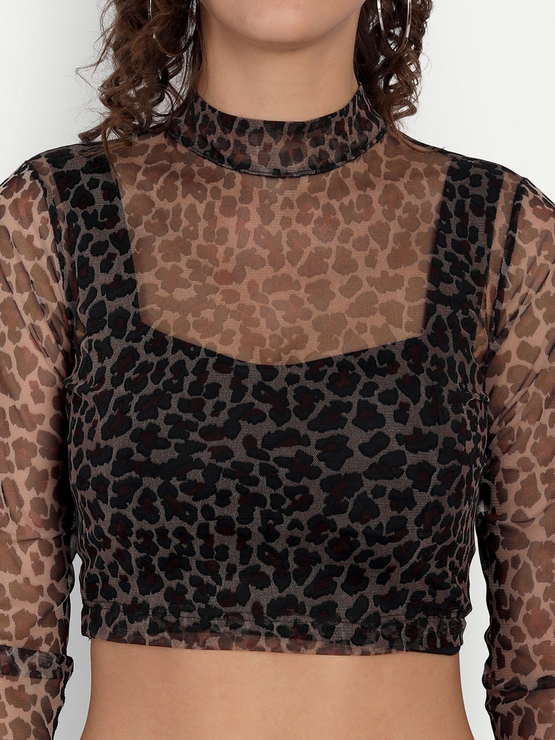 Essque Brown Leopard Print Back Zipper Turtle Top - Essque Attire With Attitude