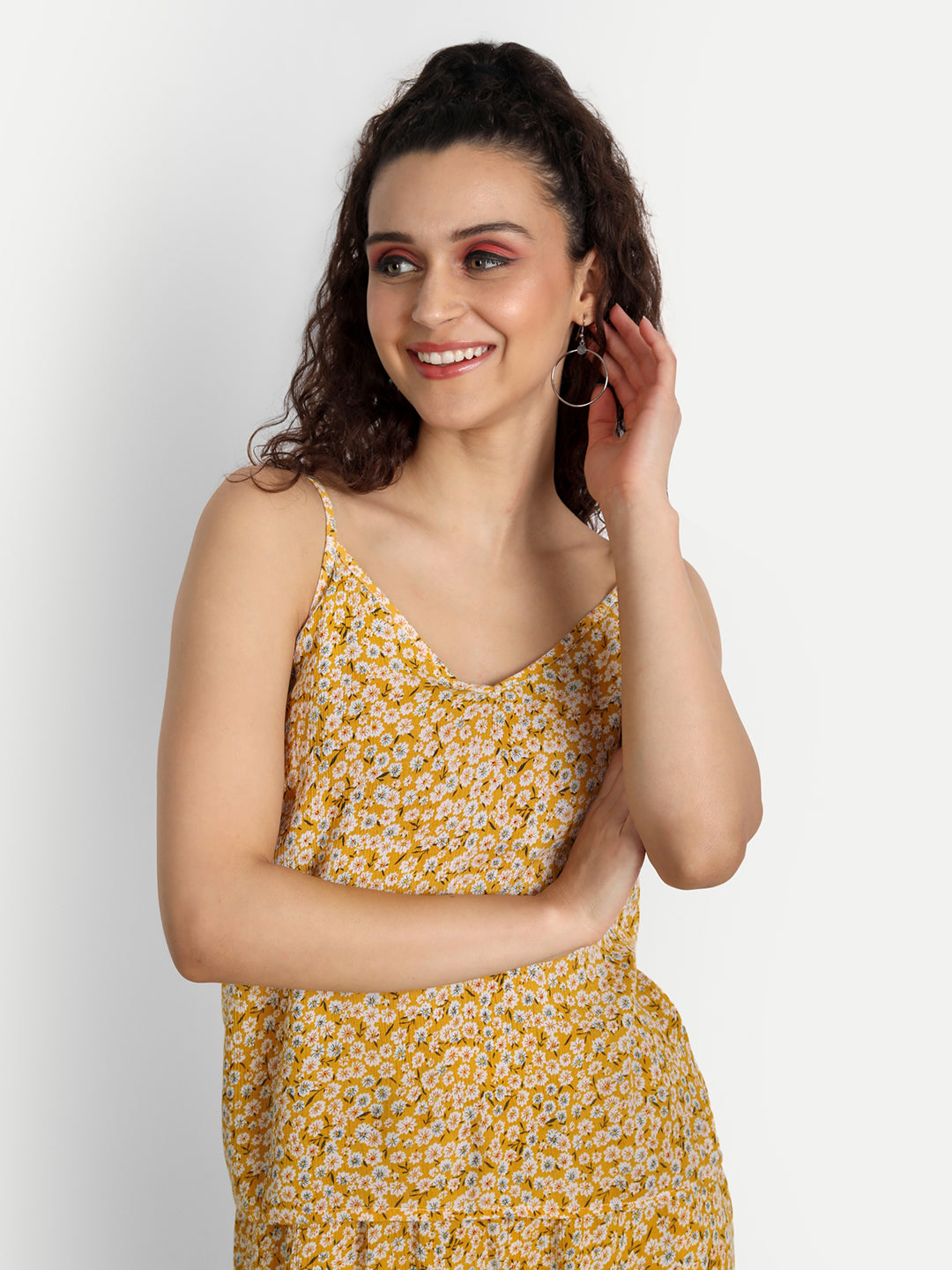 Essque Yellow Floral Printed Shorts & Cami Set - Essque Attire With Attitude