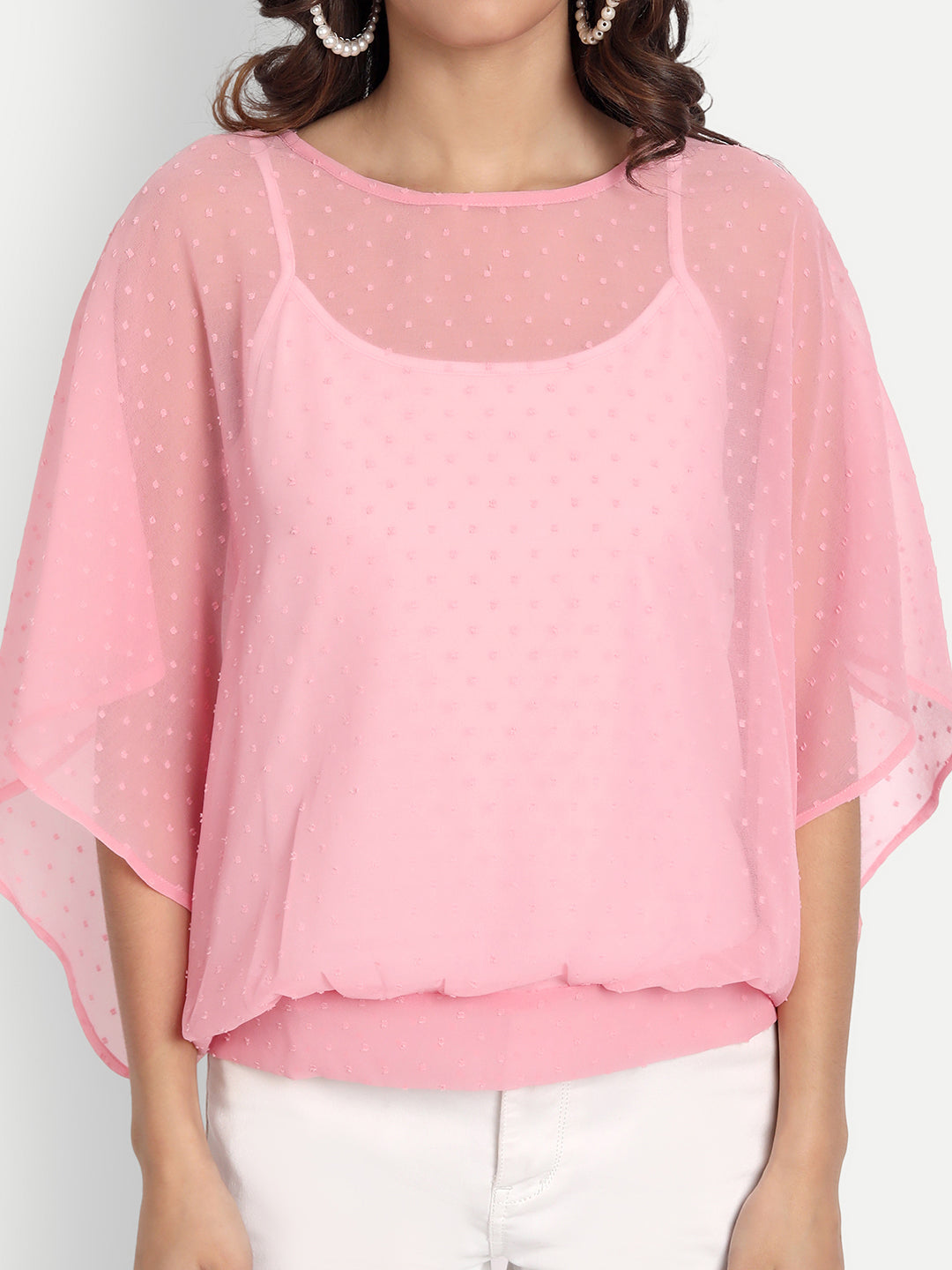 Essque Pink Swiss Dot Kaftan Top - Essque Attire With Attitude