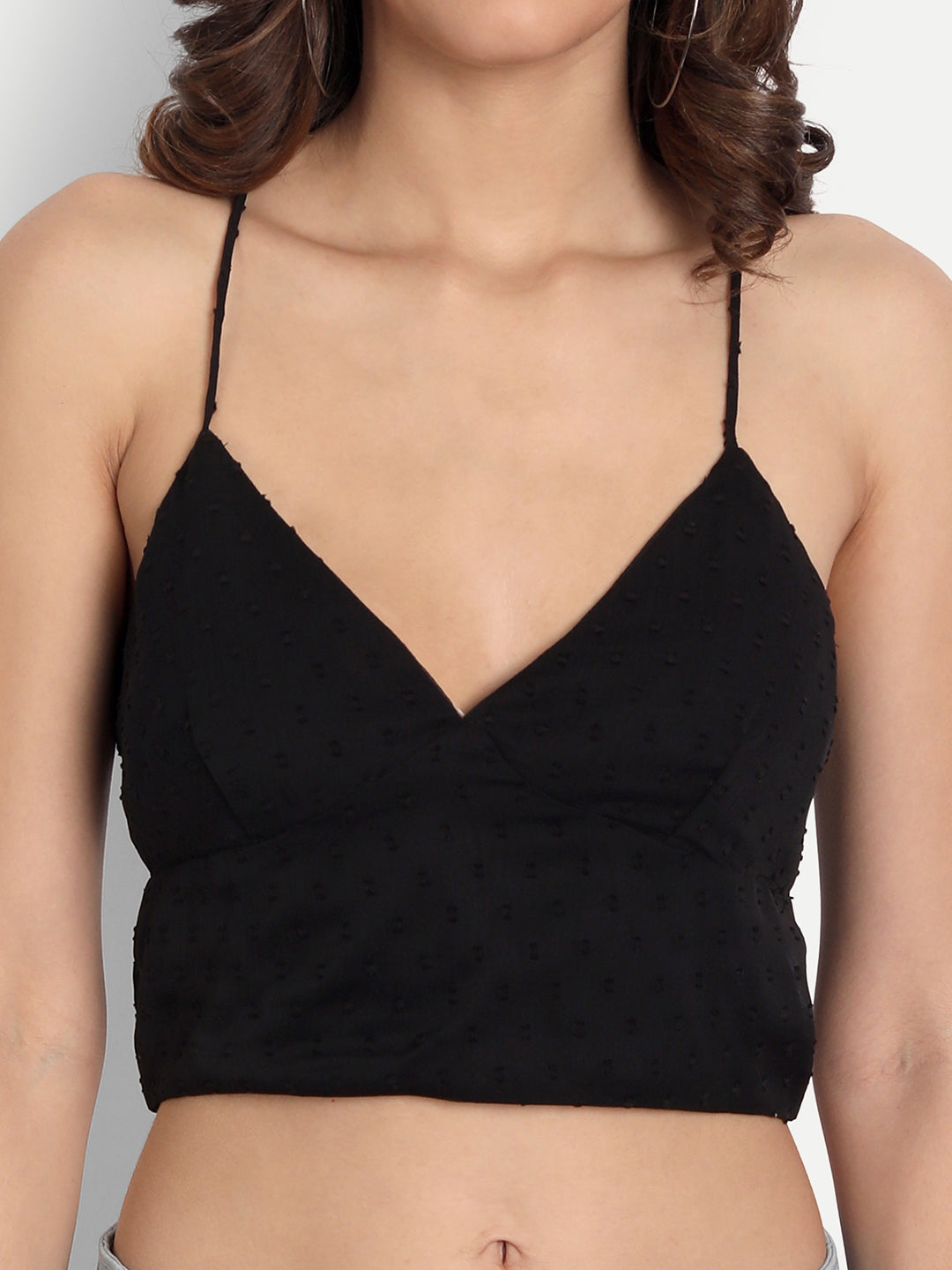 Essque Black Swiss Dot V-Neck Bralette - Essque Attire With Attitude