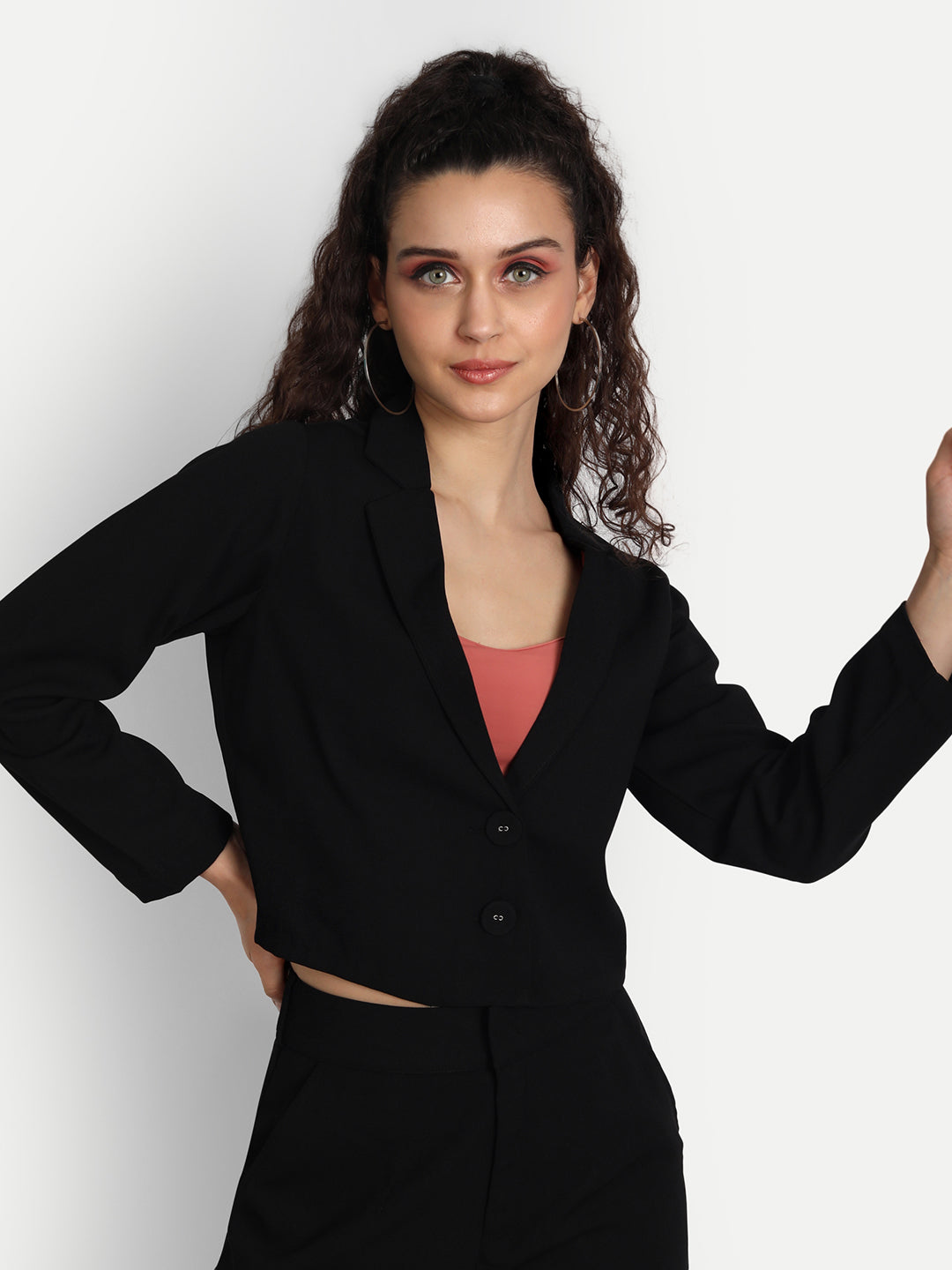 Essque Black Solid Jacket Co-Ords Set - Essque Attire With Attitude