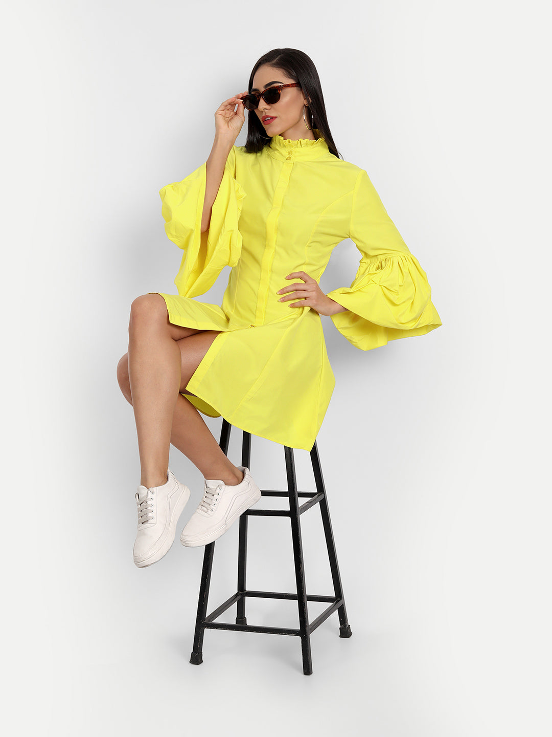 Essque Women Royal Yellow A-Line Mini Dress - Essque Attire With Attitude