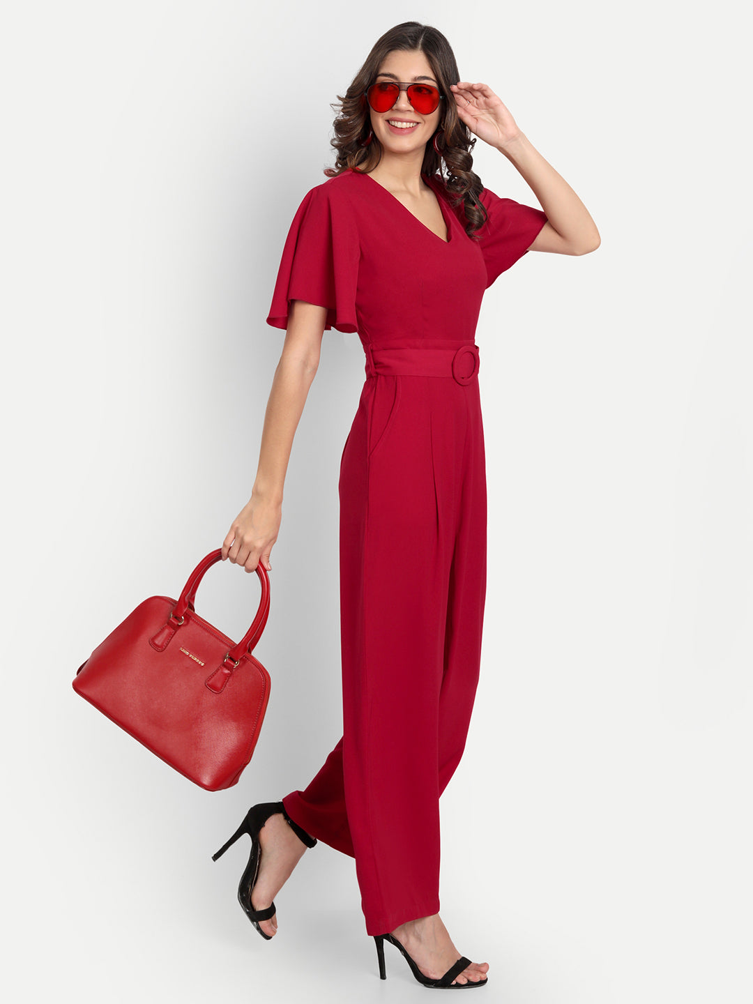 Essque Red Frill Sleeve Jumpsuit - Essque Attire With Attitude